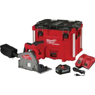 Milwaukee M18 FUEL Brushless 6-1/2 In. Cordless Plunge Track Saw Kit with 6.0 Ah Battery & Charger