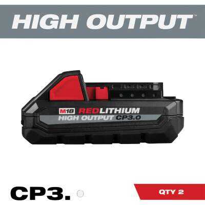 Milwaukee M18 REDLITHIUM Lithium-Ion High Output CP 3.0 Ah Battery Pack (2-Pack)