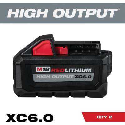 Milwaukee M18 REDLITHIUM Lithium-Ion High Output XC 6.0 Ah Battery Pack (2-Pack)